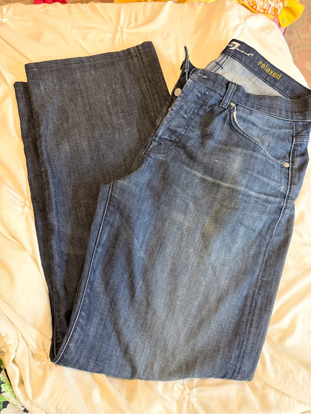 7 For All Mankind Men’s Relaxed Fit Blue Jeans